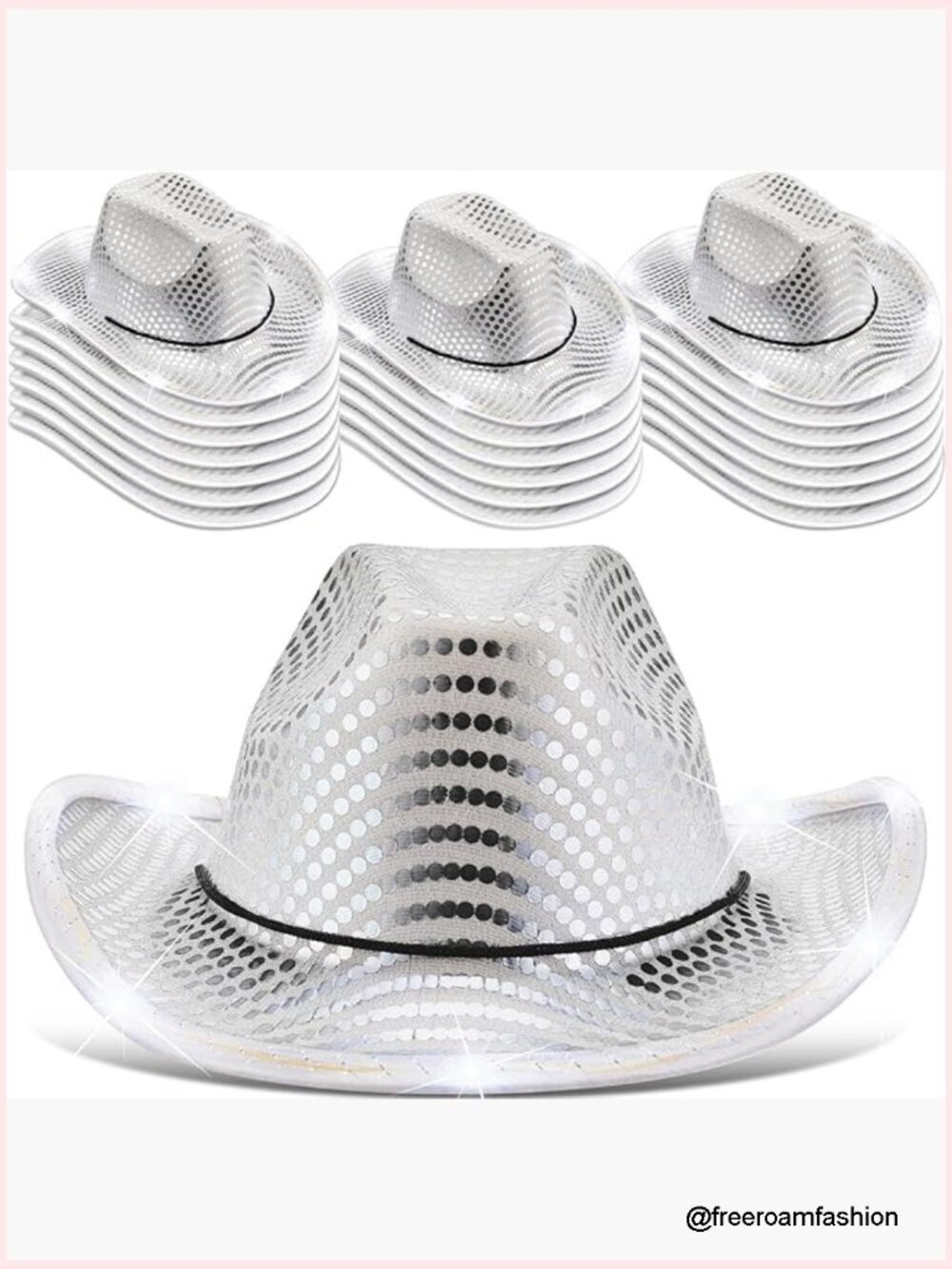 LED Flashing Cowboy Cowgirl Hat with Lights for Parties Western Bachelorette